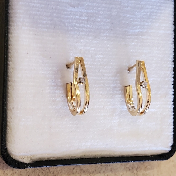 14K Gold Diamond Accent Earrings - Picture 2 of 14